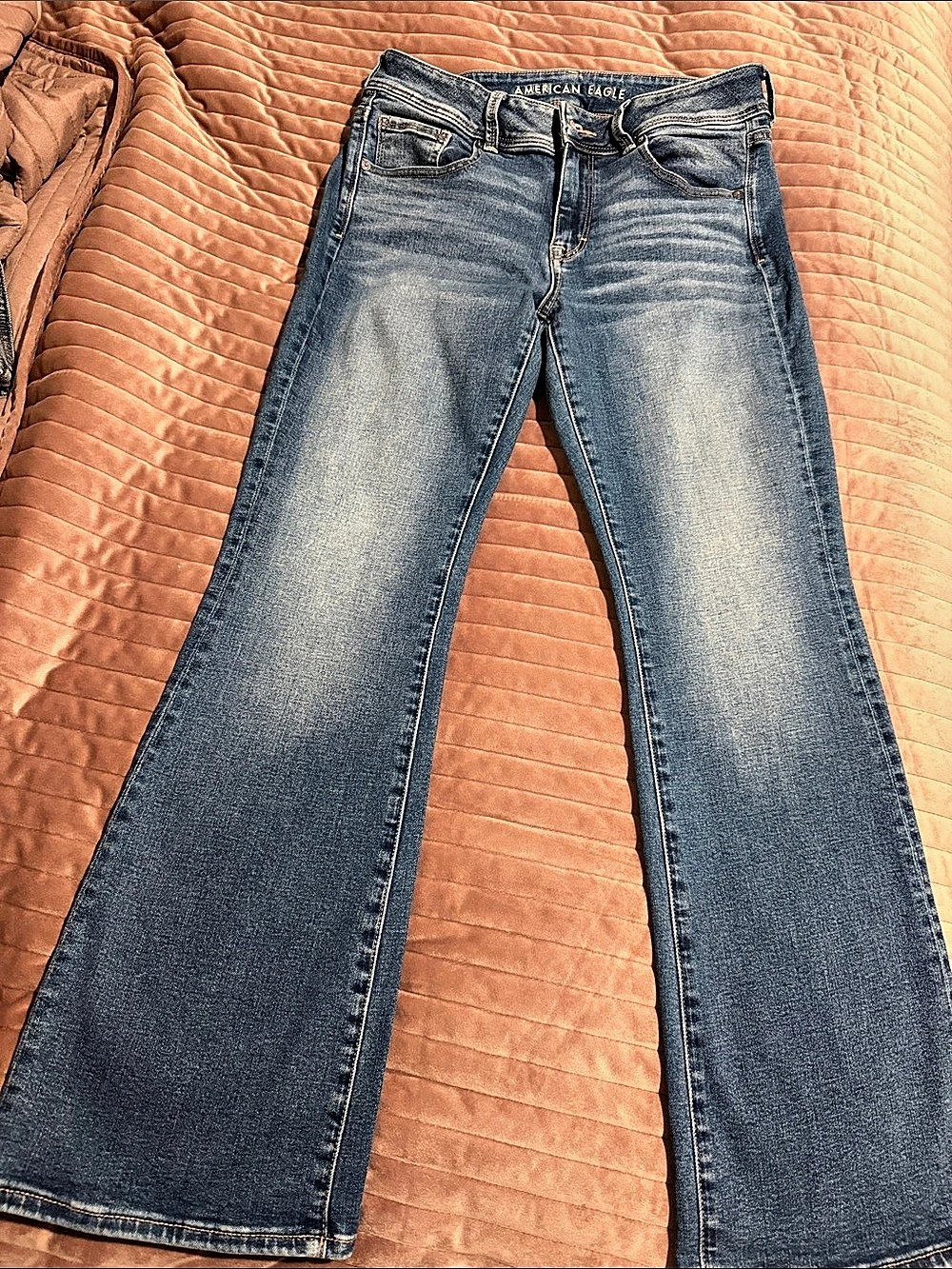 American Eagle Super Stretch Bootcut Jeans Blue Waist 10 Short